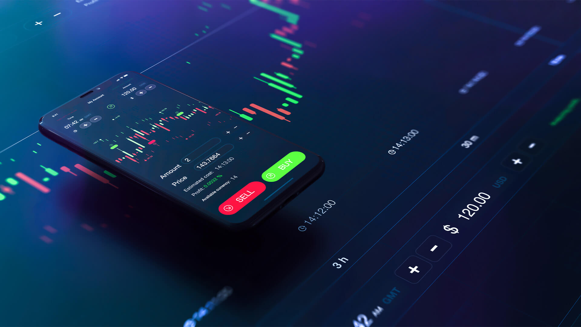 Crypto market on a phone screen